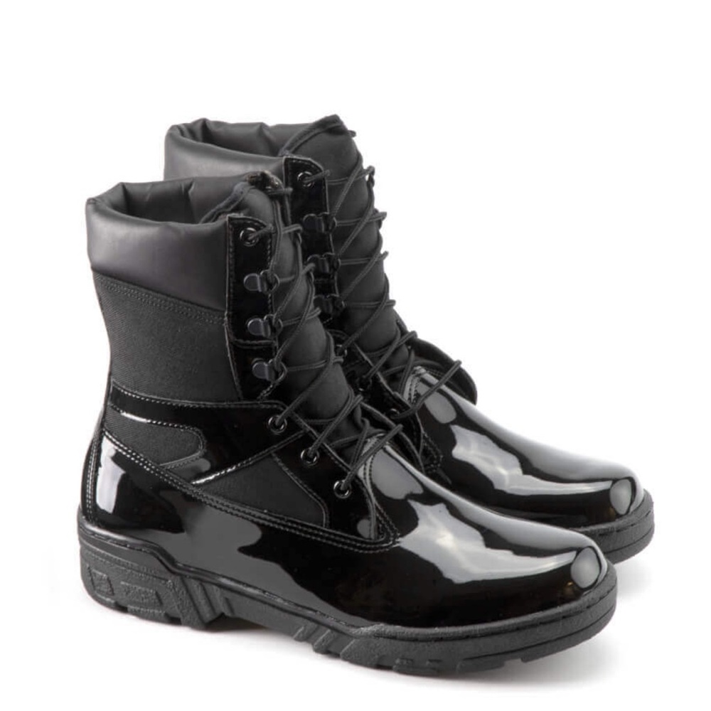 Shiny Black Combat Boots